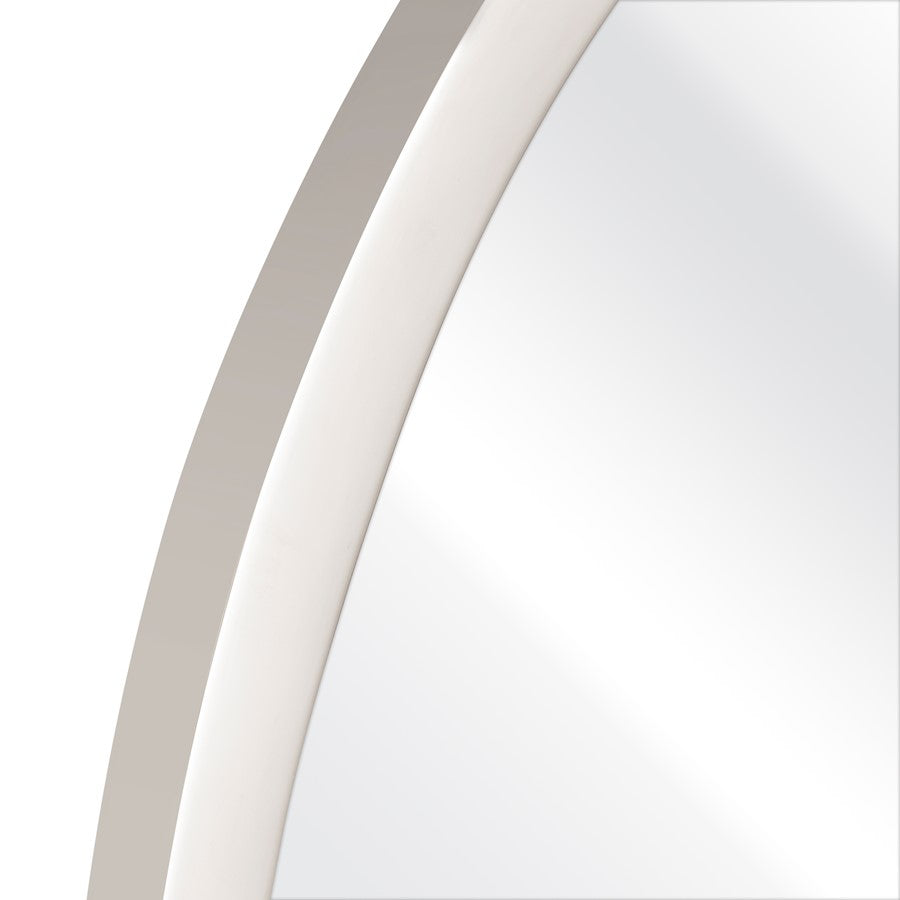 Atlas Lighting Flex 21in Round Wall Mirror | Modern Polished Nickel Metal Frame | Entryway & Bathroom Accent | 21 x 1 x 26 in | Model MI11039-02