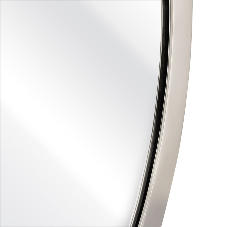 Atlas Lighting Flex 21in Round Wall Mirror | Modern Polished Nickel Metal Frame | Entryway & Bathroom Accent | 21 x 1 x 26 in | Model MI11039-02