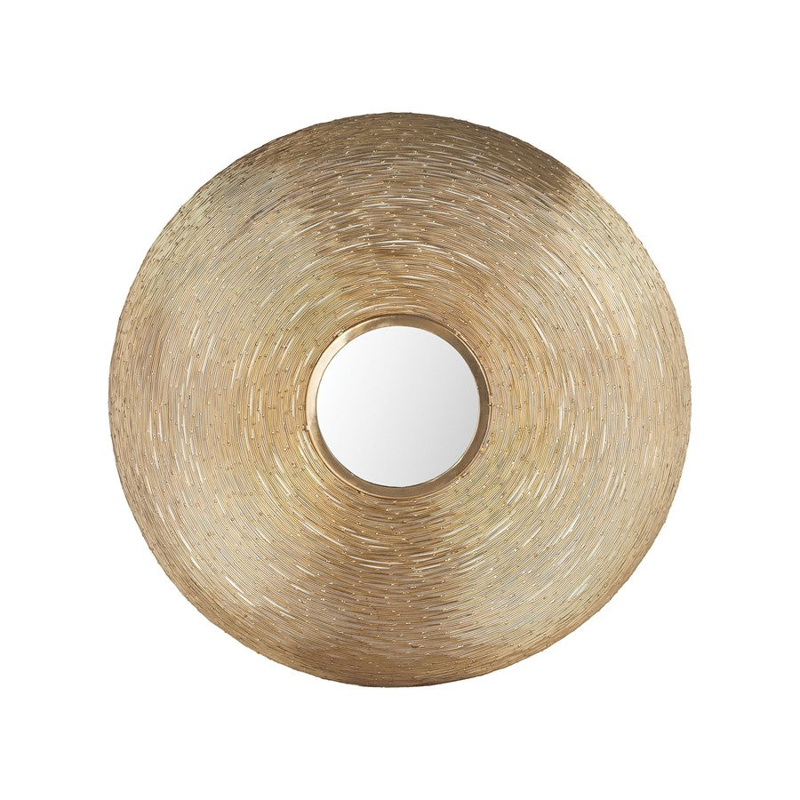 Atlas Goldgrass 25in Round Wall Mirror | Brass Metal Frame | Entryway & Powder Room Accent | 25 x 5 x 25 in | Model MI11042-01