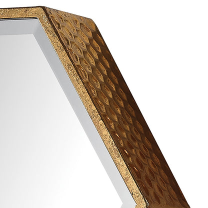 Atlas Hexagonal Wall Mirror Set of 5 | Gold Metal Frames | Gallery Wall & Entryway | 15.75 x 4 x 13.75 in | Model MI11045-01S