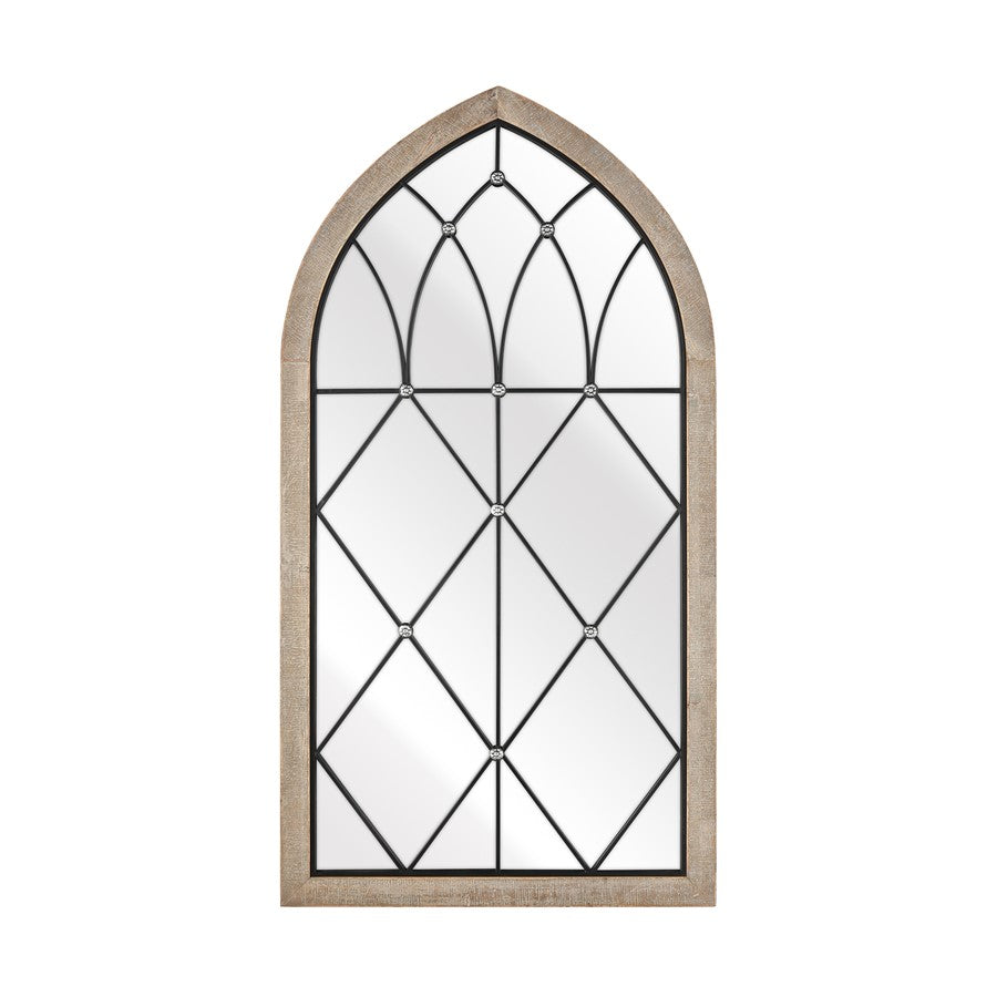Atlas Lighting Irya 26in Vertical Wall Mirror | Traditional Weathered Brown Wood Composite | Entryway & Hallway Accent | Model MI11047-01