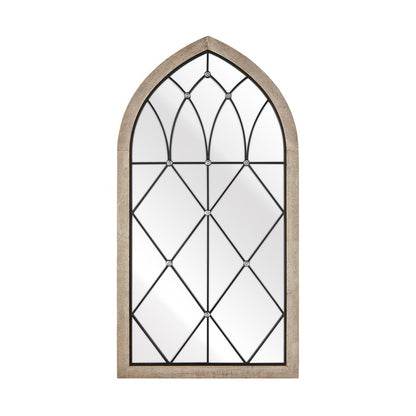 Atlas Lighting Irya 26in Vertical Wall Mirror | Traditional Weathered Brown Wood Composite | Entryway & Hallway Accent | Model MI11047-01