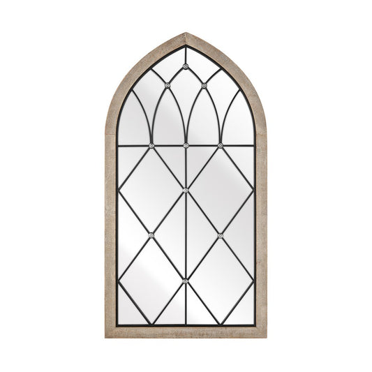 Atlas Lighting Irya 26in Vertical Wall Mirror | Traditional Weathered Brown Wood Composite | Entryway & Hallway Accent | Model MI11047-01