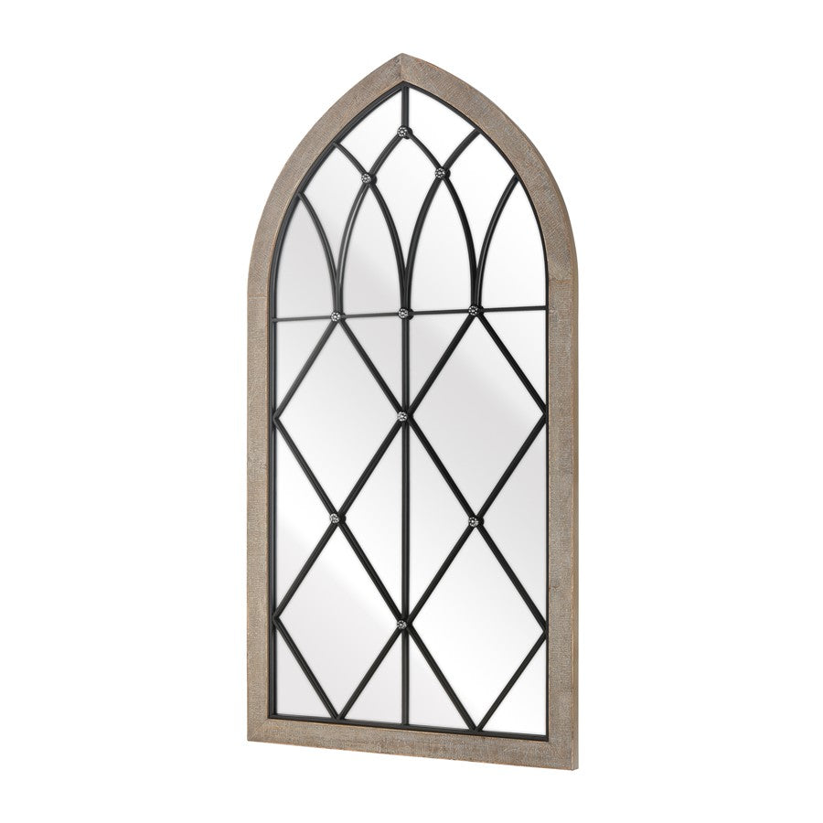 Atlas Lighting Irya 26in Vertical Wall Mirror | Traditional Weathered Brown Wood Composite | Entryway & Hallway Accent | Model MI11047-01