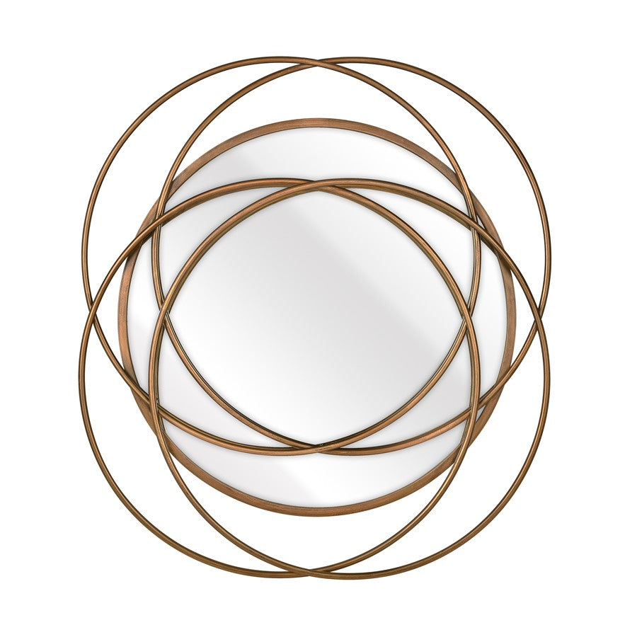 Atlas Lighting Jeno 27in Round Wall Mirror | Contemporary Brass Metal Frame | Living Room & Bedroom Accent | Model MI11048-01