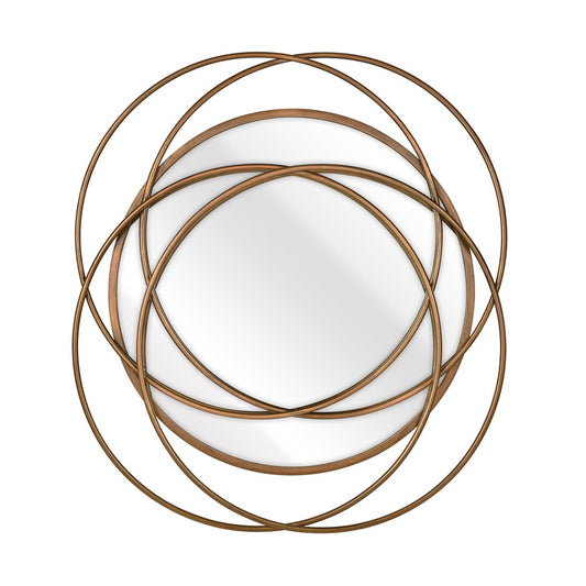 Atlas Lighting Jeno 27in Round Wall Mirror | Contemporary Brass Metal Frame | Living Room & Bedroom Accent | Model MI11048-01
