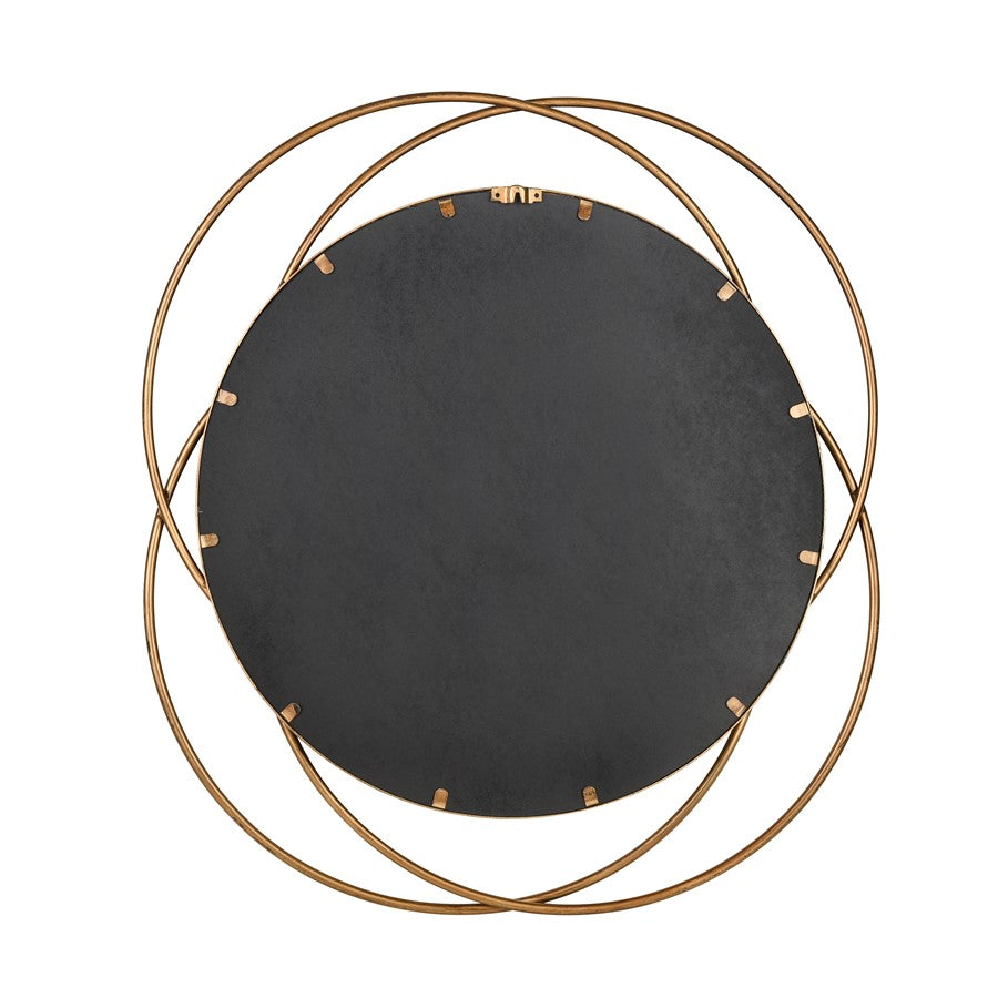 Atlas Lighting Jeno 27in Round Wall Mirror | Contemporary Brass Metal Frame | Living Room & Bedroom Accent | Model MI11048-01
