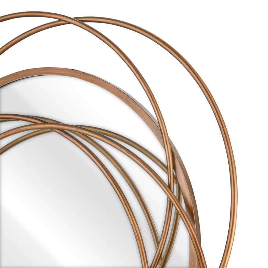 Atlas Lighting Jeno 27in Round Wall Mirror | Contemporary Brass Metal Frame | Living Room & Bedroom Accent | Model MI11048-01