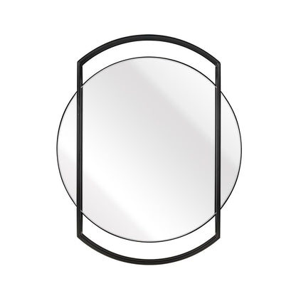 Atlas Lighting Jiri 23in Round Wall Mirror | Contemporary Black Metal Frame | Living Room & Entryway Accent | 23.75 x 2.5 x 29 in | Model MI11050-01