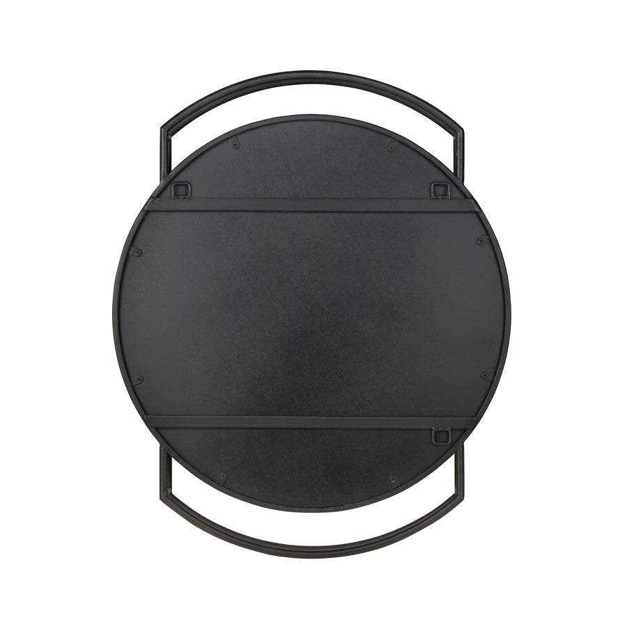 Atlas Lighting Jiri 23in Round Wall Mirror | Contemporary Black Metal Frame | Living Room & Entryway Accent | 23.75 x 2.5 x 29 in | Model MI11050-01