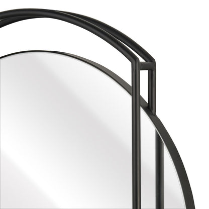 Atlas Lighting Jiri 23in Round Wall Mirror | Contemporary Black Metal Frame | Living Room & Entryway Accent | 23.75 x 2.5 x 29 in | Model MI11050-01
