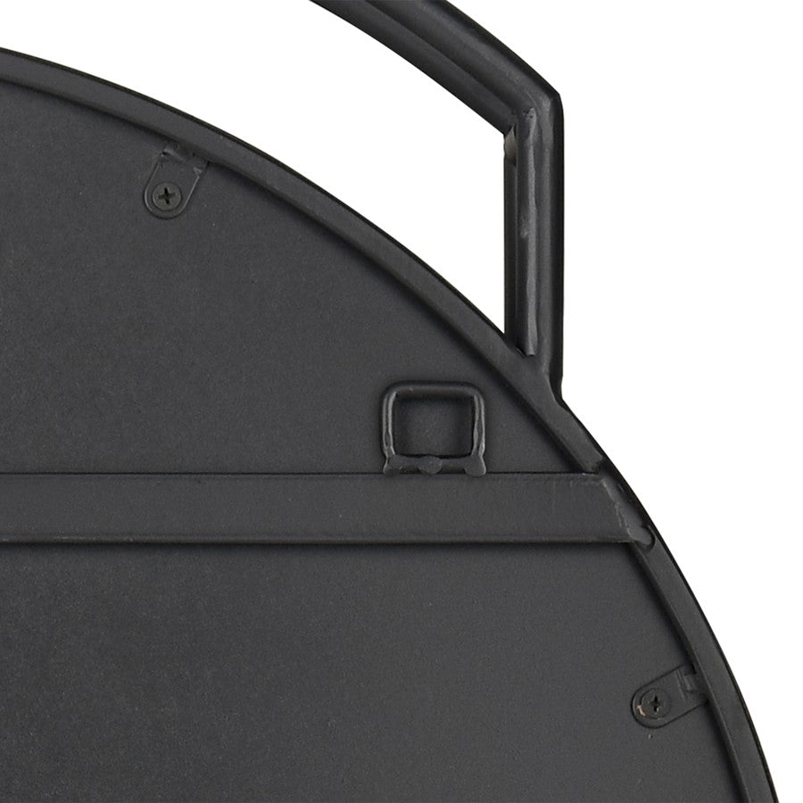 Atlas Lighting Jiri 23in Round Wall Mirror | Contemporary Black Metal Frame | Living Room & Entryway Accent | 23.75 x 2.5 x 29 in | Model MI11050-01