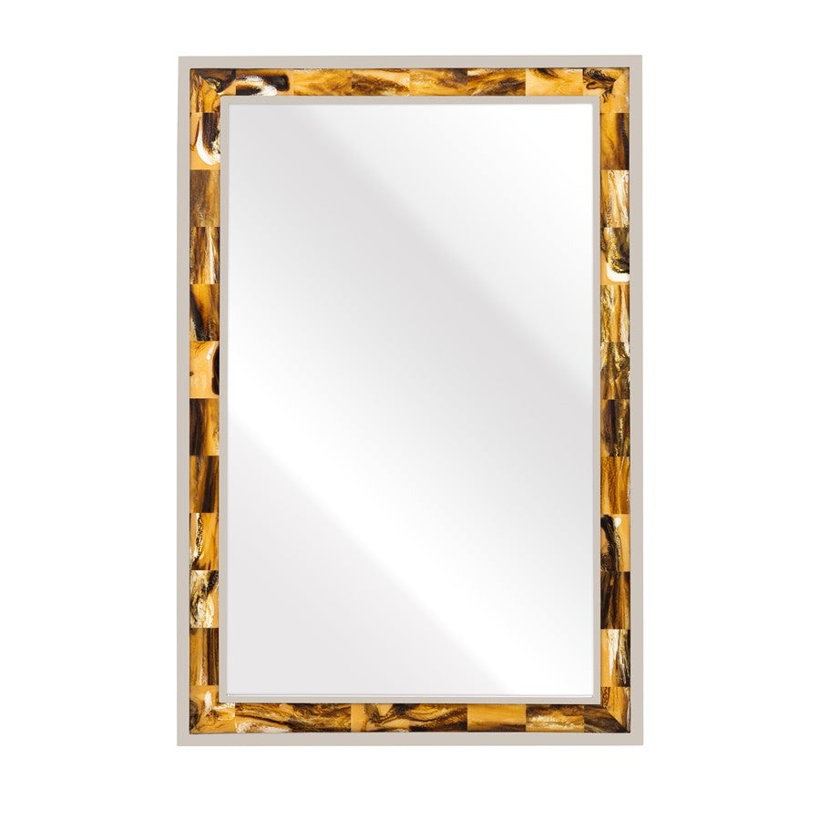 Atlas Lighting Juba 24in Rectangular Wall Mirror | Horn and Polished Nickel Frame | Entryway & Bathroom Accent | Model MI11051-01