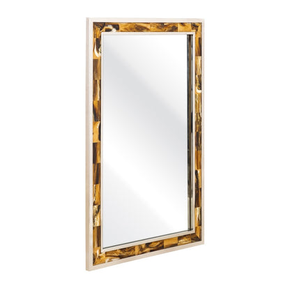 Atlas Lighting Juba 24in Rectangular Wall Mirror | Horn and Polished Nickel Frame | Entryway & Bathroom Accent | Model MI11051-01