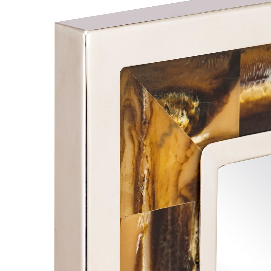 Atlas Lighting Juba 24in Rectangular Wall Mirror | Horn and Polished Nickel Frame | Entryway & Bathroom Accent | Model MI11051-01