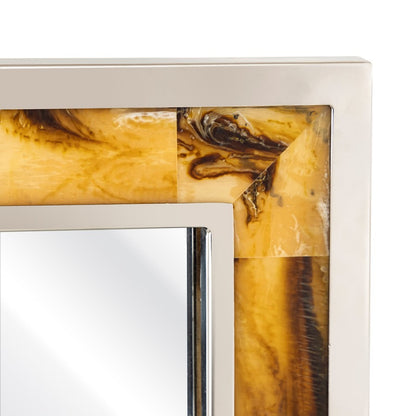 Atlas Lighting Juba 24in Rectangular Wall Mirror | Horn and Polished Nickel Frame | Entryway & Bathroom Accent | Model MI11051-01