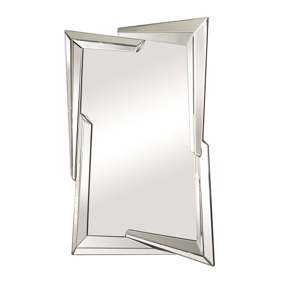 Atlas Lighting Juxtaposed Angles 32in Wall Mirror | Hand-Cut Beveled Glass | Modern Contemporary Accent | 32.5 x 2 x 48 in | Model MI11052-01