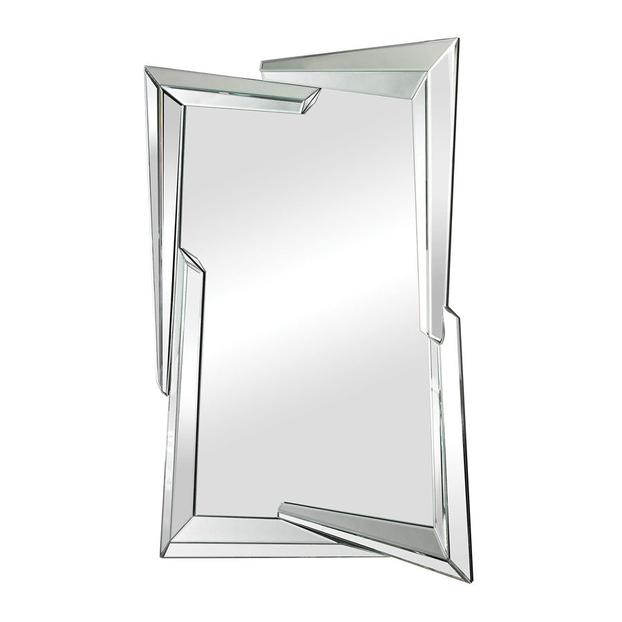 Atlas Lighting Juxtaposed Angles 32in Wall Mirror | Hand-Cut Beveled Glass | Modern Contemporary Accent | 32.5 x 2 x 48 in | Model MI11052-01