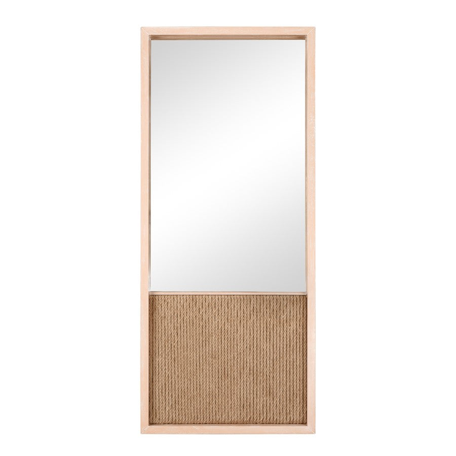 Atlas Lighting Latham 24in Rectangular Wall Mirror | Natural Oak and Rope Frame | Coastal Entryway & Bathroom Accent | Model MI11056-01