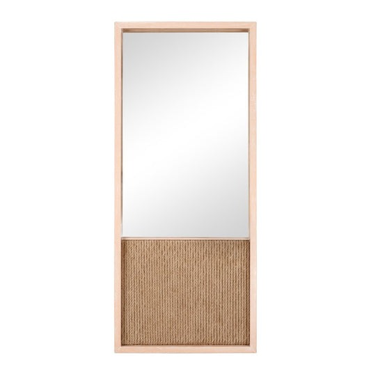 Atlas Lighting Latham 24in Rectangular Wall Mirror | Natural Oak and Rope Frame | Coastal Entryway & Bathroom Accent | Model MI11056-01