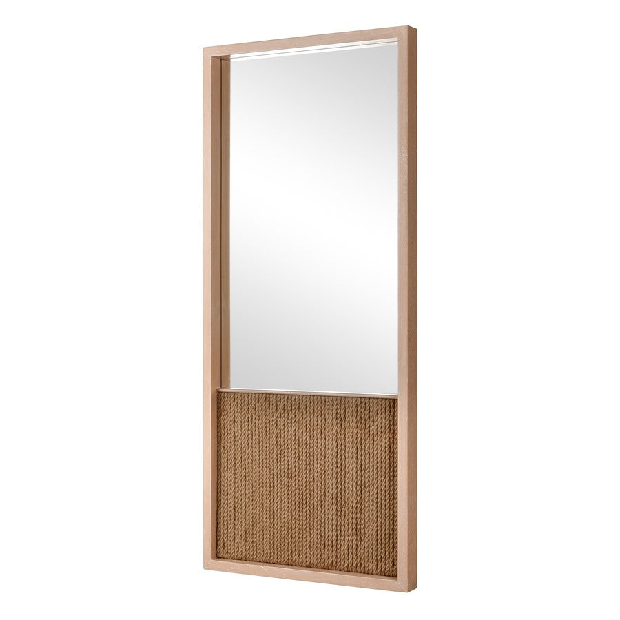 Atlas Lighting Latham 24in Rectangular Wall Mirror | Natural Oak and Rope Frame | Coastal Entryway & Bathroom Accent | Model MI11056-01