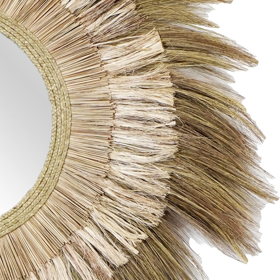 Atlas Lighting Laurent 48in Round Wall Mirror | Natural Rattan & Palm Fiber Frame | Entryway & Bedroom Accent | 48 x 2 x 48 in | Model MI11057-01