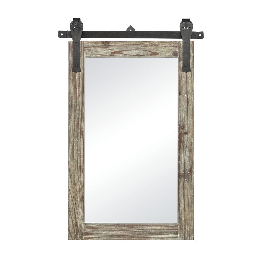 Atlas Lighting Los Olivos 24in Rectangular Wall Mirror | Graywash Wood & Black Metal Frame | Entryway & Bedroom Accent | Model MI11060-01