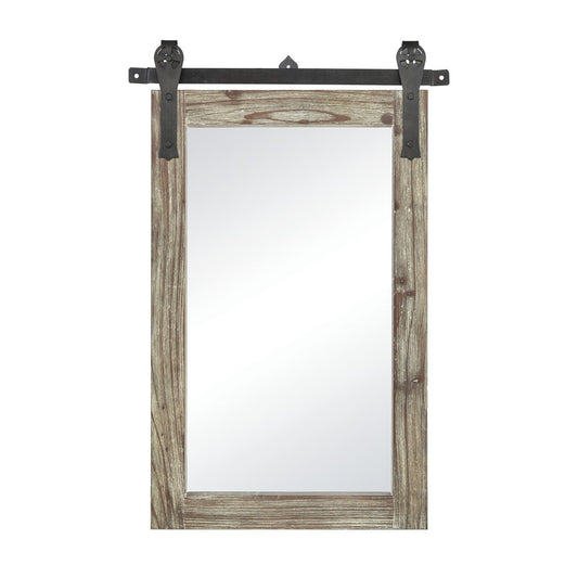 Atlas Lighting Los Olivos 24in Rectangular Wall Mirror | Graywash Wood & Black Metal Frame | Entryway & Bedroom Accent | Model MI11060-01