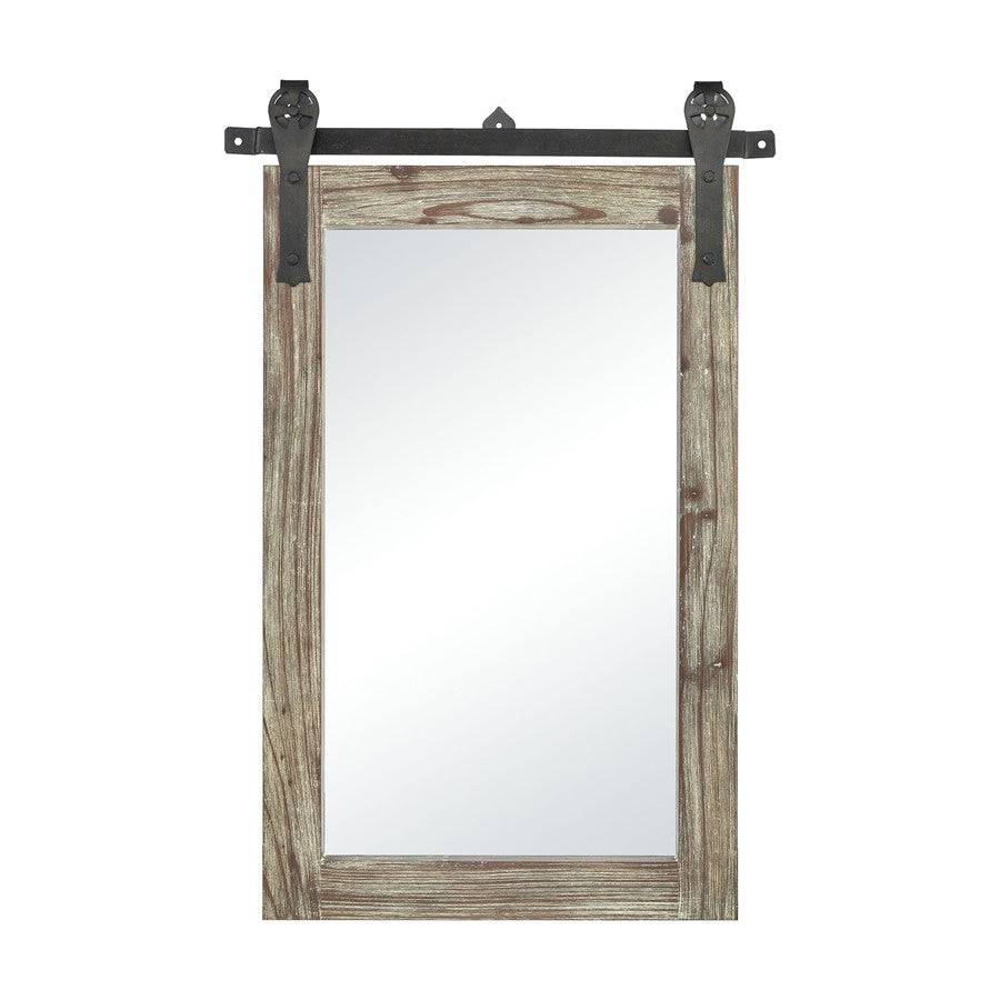 Atlas Lighting Los Olivos 24in Rectangular Wall Mirror | Graywash Wood & Black Metal Frame | Entryway & Bedroom Accent | Model MI11060-01