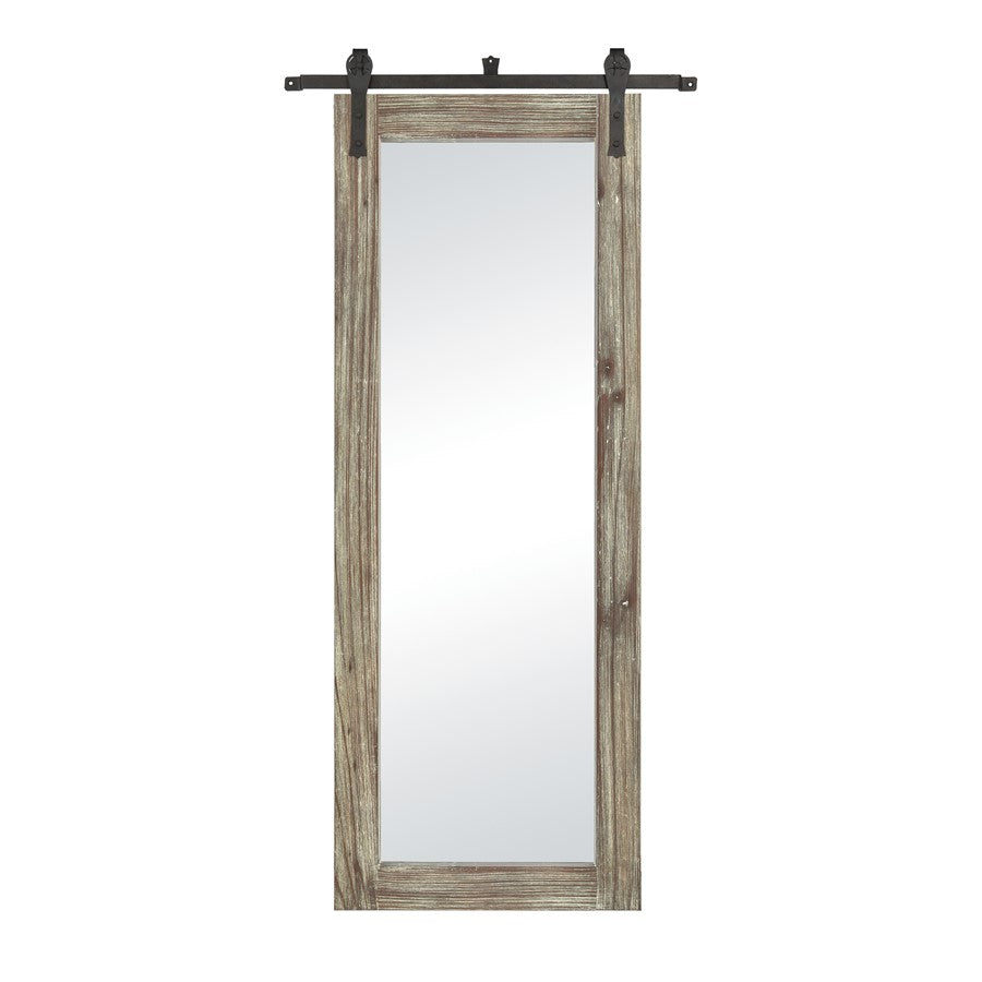Atlas Lighting Los Olivos 70in Tall Wall Mirror | Graywash Wood and Black Metal Frame | Entryway & Bedroom Accent | 34 x 2 x 70 in | Model MI11060-02