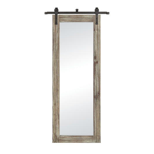 Atlas Lighting Los Olivos 70in Tall Wall Mirror | Graywash Wood and Black Metal Frame | Entryway & Bedroom Accent | 34 x 2 x 70 in | Model MI11060-02