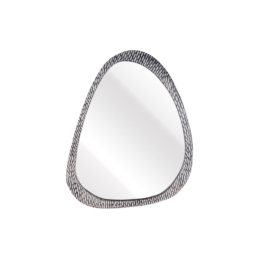 Atlas Lighting Morris 25in Round Wall Mirror | Transitional Graywash Wood Frame | Entryway & Bathroom Accent | 25 x 1.5 x 31 in | Model MI11068-01