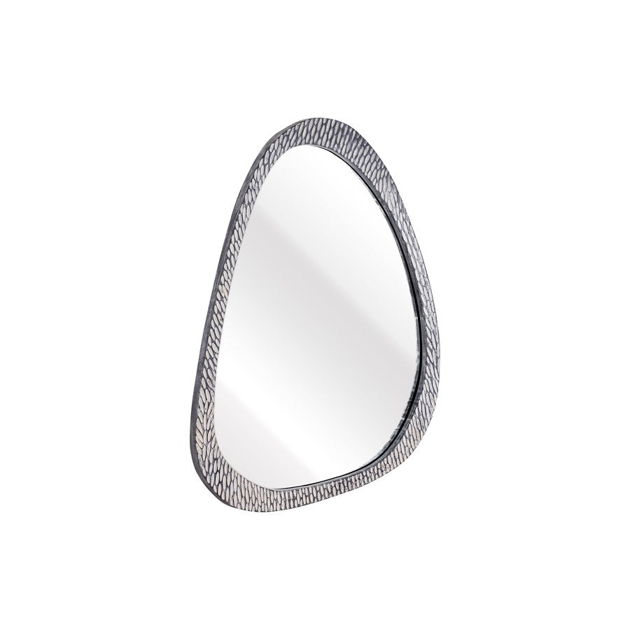 Atlas Lighting Morris 25in Round Wall Mirror | Transitional Graywash Wood Frame | Entryway & Bathroom Accent | 25 x 1.5 x 31 in | Model MI11068-01