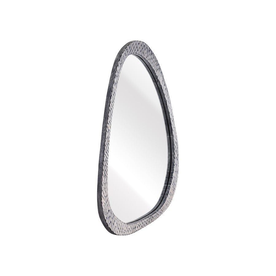 Atlas Lighting Morris 25in Round Wall Mirror | Transitional Graywash Wood Frame | Entryway & Bathroom Accent | 25 x 1.5 x 31 in | Model MI11068-01