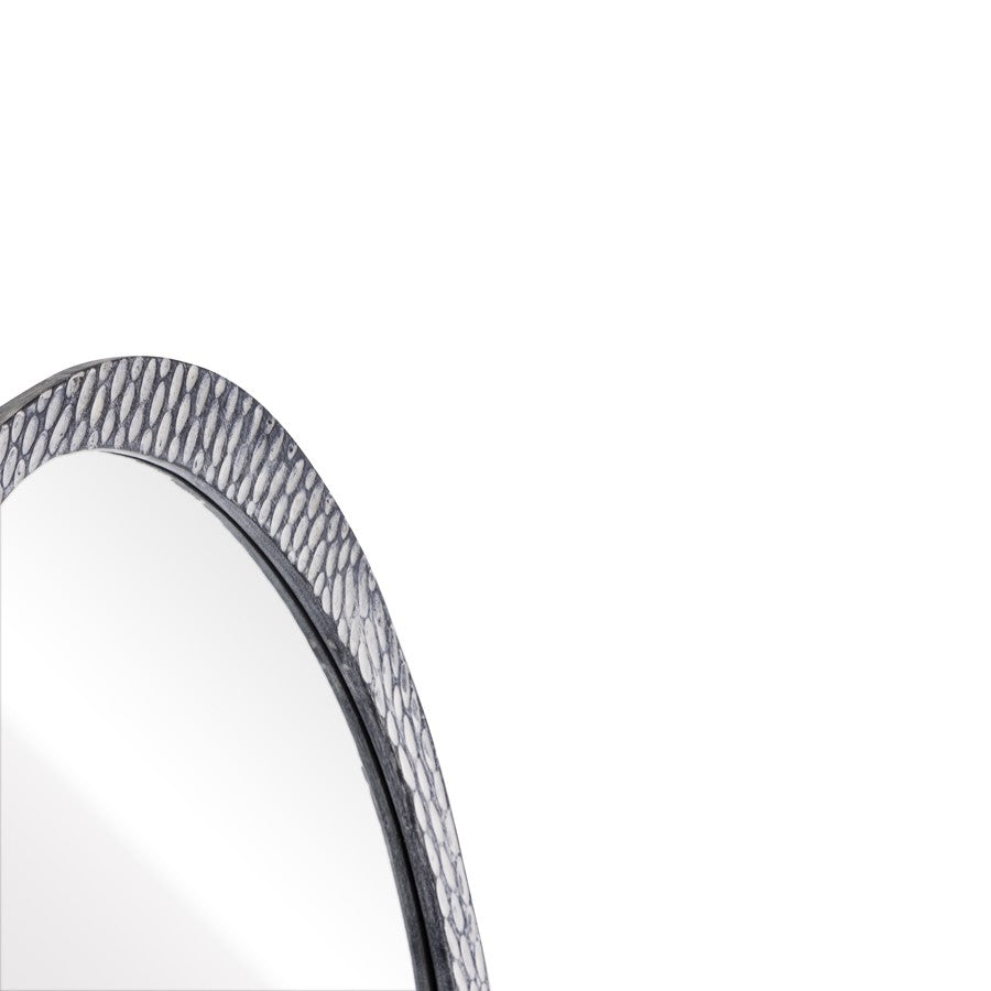 Atlas Lighting Morris 25in Round Wall Mirror | Transitional Graywash Wood Frame | Entryway & Bathroom Accent | 25 x 1.5 x 31 in | Model MI11068-01