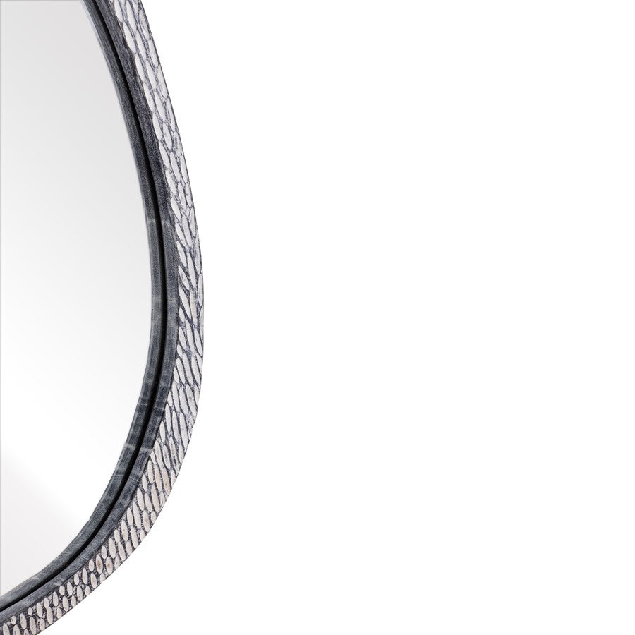 Atlas Lighting Morris 25in Round Wall Mirror | Transitional Graywash Wood Frame | Entryway & Bathroom Accent | 25 x 1.5 x 31 in | Model MI11068-01