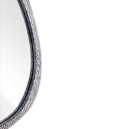 Atlas Lighting Morris 25in Round Wall Mirror | Transitional Graywash Wood Frame | Entryway & Bathroom Accent | 25 x 1.5 x 31 in | Model MI11068-01