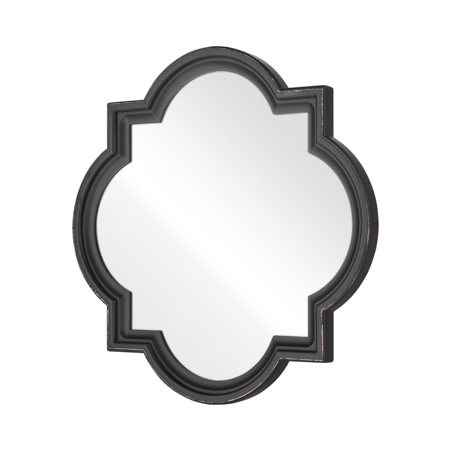Atlas Lighting Ogee 27in Wall Mirror | Black Wood Composite Traditional | Entryway & Bedroom Accent | 27 x 1.5 x 27 in | Model MI11071-01