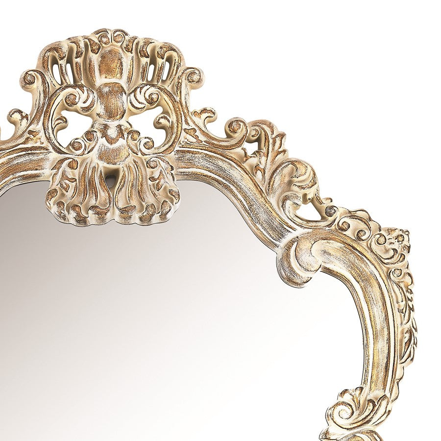 Atlas Lighting Regence 30in Wall Mirror | Belgian Cream & Gold Traditional | Entryway & Living Room Accent | 30 x 2 x 45 in | Model MI11075-01