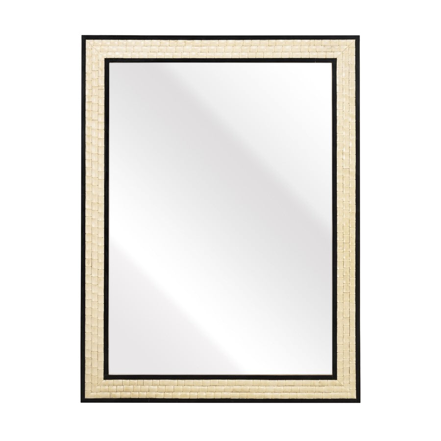 Atlas Lighting Sana 30x40in Rectangular Wall Mirror | Ivory Composite Frame with Black Trim | Entryway & Bathroom Accent | Model MI11078-01