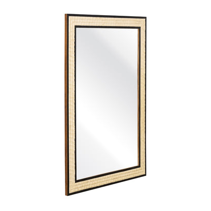 Atlas Lighting Sana 30x40in Rectangular Wall Mirror | Ivory Composite Frame with Black Trim | Entryway & Bathroom Accent | Model MI11078-01