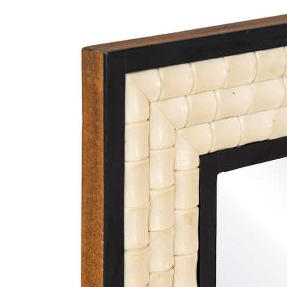 Atlas Lighting Sana 30x40in Rectangular Wall Mirror | Ivory Composite Frame with Black Trim | Entryway & Bathroom Accent | Model MI11078-01