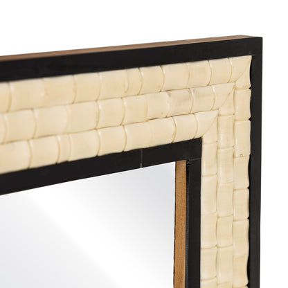 Atlas Lighting Sana 30x40in Rectangular Wall Mirror | Ivory Composite Frame with Black Trim | Entryway & Bathroom Accent | Model MI11078-01