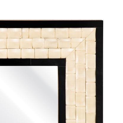 Atlas Lighting Sana 30x40in Rectangular Wall Mirror | Ivory Composite Frame with Black Trim | Entryway & Bathroom Accent | Model MI11078-01