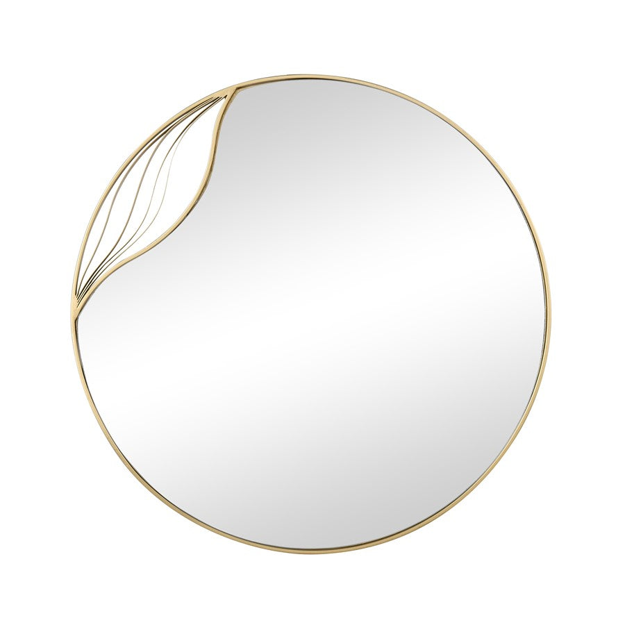 Atlas Lighting Stiller 23.75in Round Wall Mirror | Brass Metal Frame | Entryway & Bathroom Accent | 23.75 x 0.75 x 23.75 in | Model MI11079-01