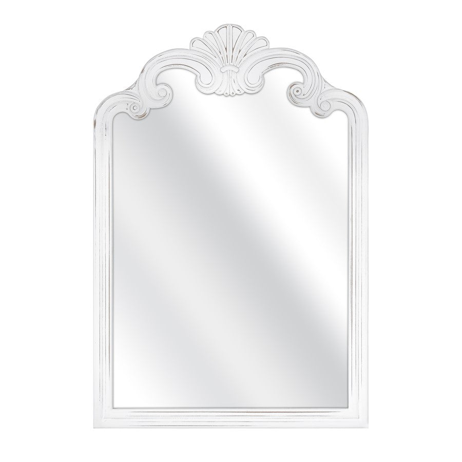 Atlas Lighting Terry 25in White Traditional Wall Mirror | Distressed White Wood Frame | Entryway & Bathroom Accent | Model MI11082-01