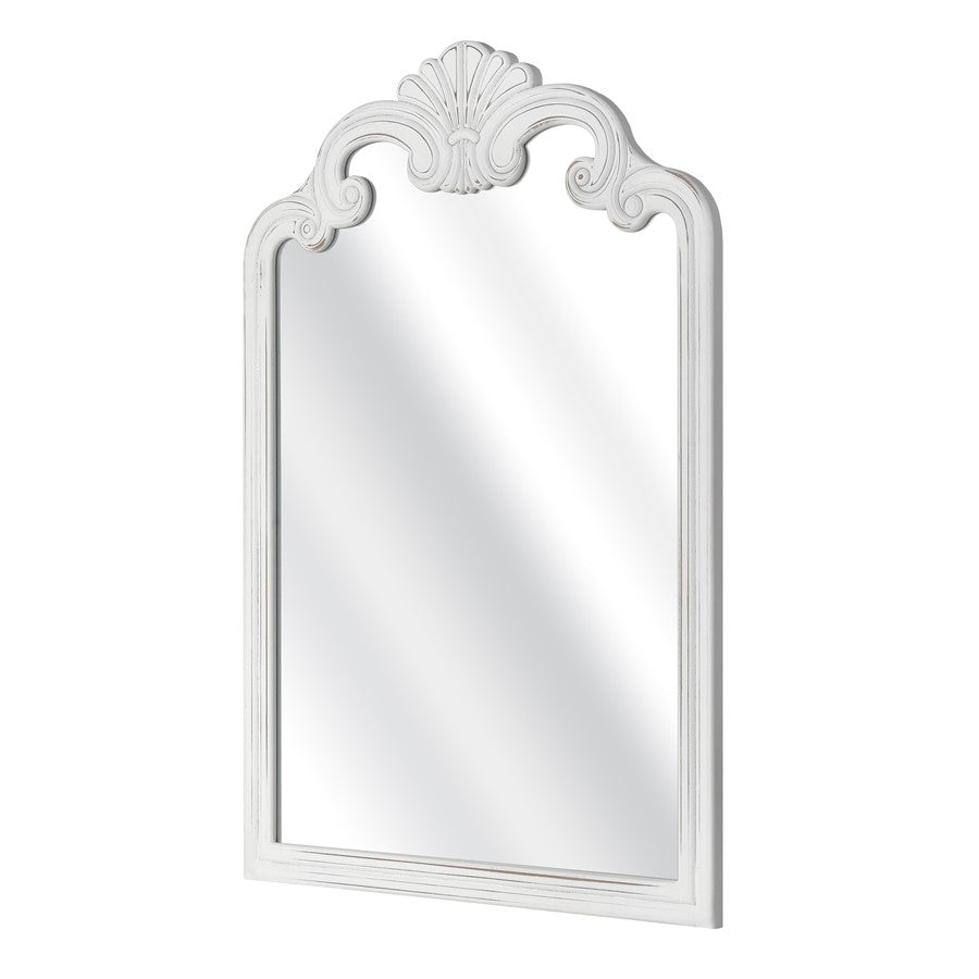 Atlas Lighting Terry 25in White Traditional Wall Mirror | Distressed White Wood Frame | Entryway & Bathroom Accent | Model MI11082-01