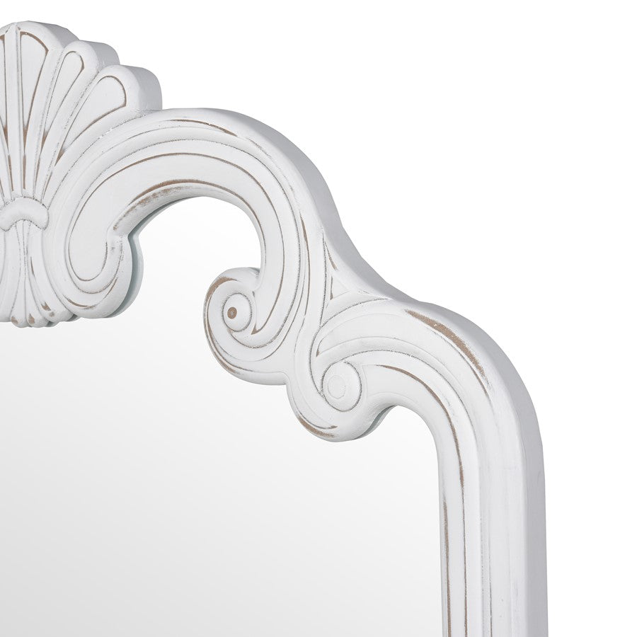 Atlas Lighting Terry 25in White Traditional Wall Mirror | Distressed White Wood Frame | Entryway & Bathroom Accent | Model MI11082-01