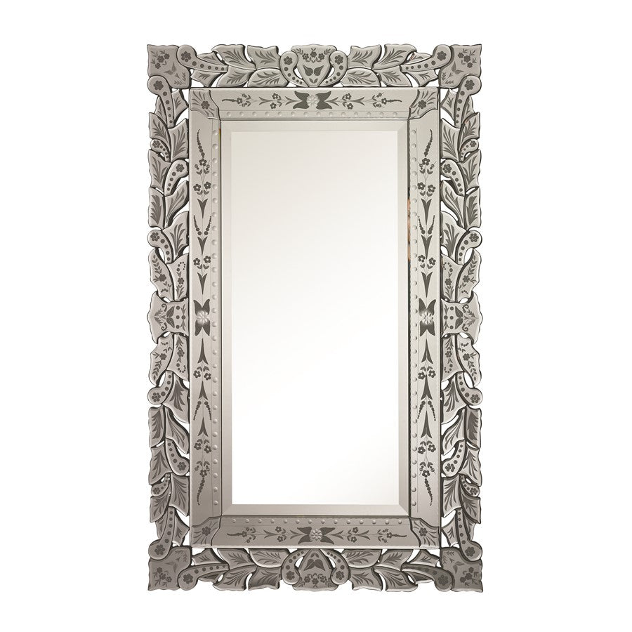 Atlas Lighting Venetian 31in Mirror Traditional Wall Mirror | Etched Glass & Wood Frame | Living Room & Entryway Accent | Model MI11087-01