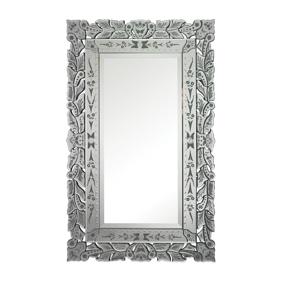 Atlas Lighting Venetian 31in Mirror Traditional Wall Mirror | Etched Glass & Wood Frame | Living Room & Entryway Accent | Model MI11087-01